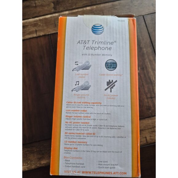 AT&T Trimline Corded Telephone With Caller ID/Call Waiting 13-Number Memory Ring - Picture 2 of 4